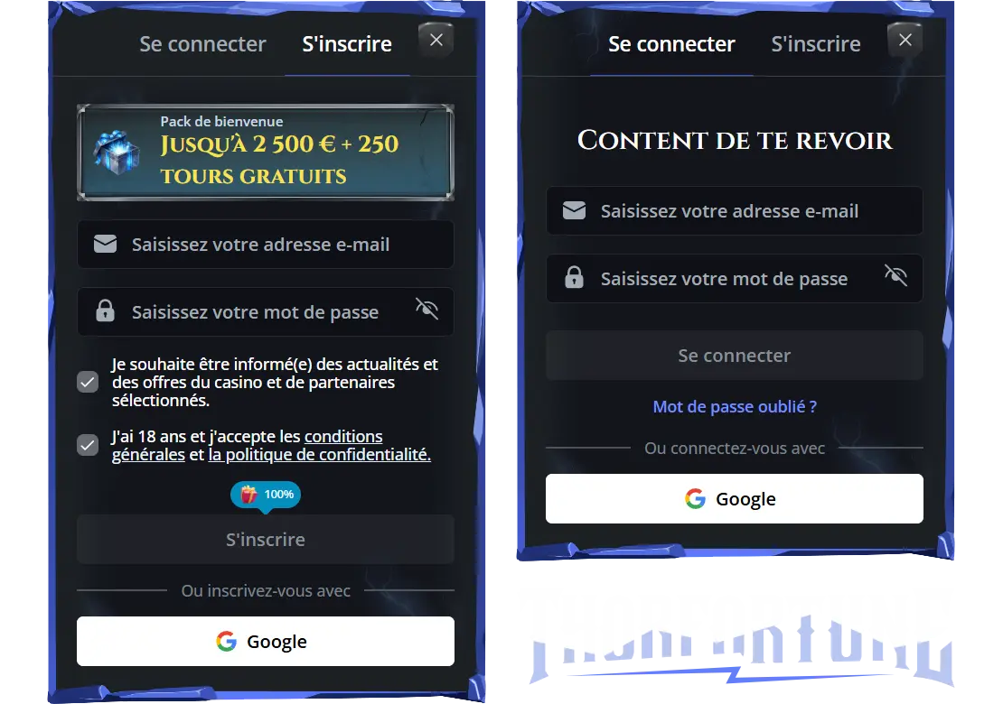 S'inscrire et se connecter à ThorFortune